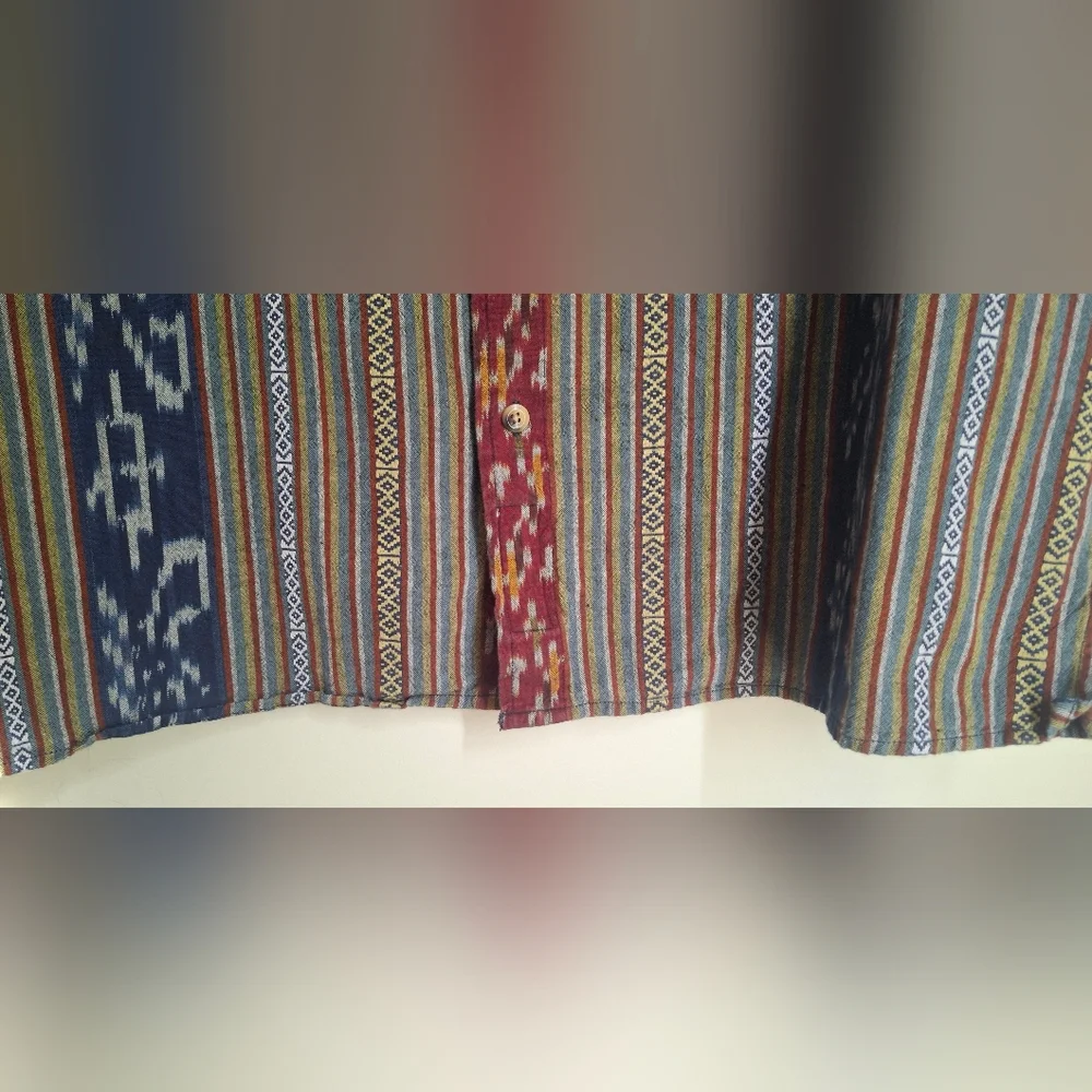 The Territory Ahead Cotton Multicolor Striped Short Sleeve Shirt XL Navajo Rodeo - Picture 8 of 9